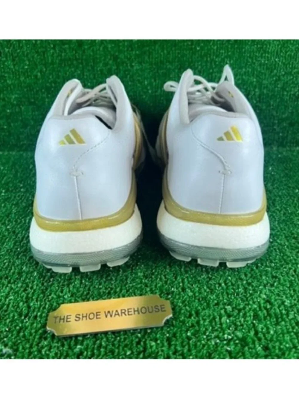 Men's Adidas Tour360 24 Boost White Gold Golf Spikes Shoes IE3367 Size 9